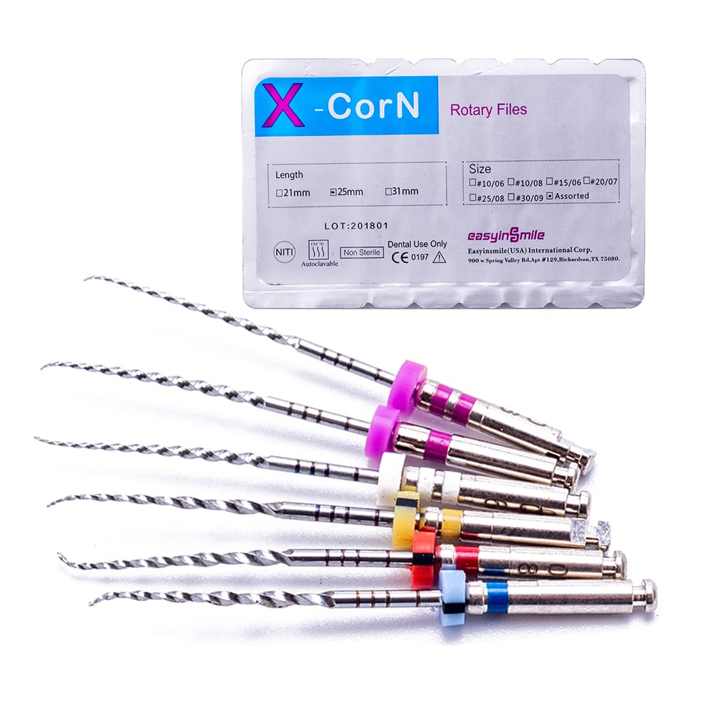 SNAWOP Dental Endo Files 6PCS X-Corn Endodontic Niti Rotary Files 25MM for Root Canal Treatment