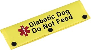 Medical Alert Dog Leash Sleeve Diabetic Dog Do Not Feed Dog Leash Wrap Sleeve Alert Tag Pet Birthday Gift (Diabetic Not Feed-YE Sleeve)