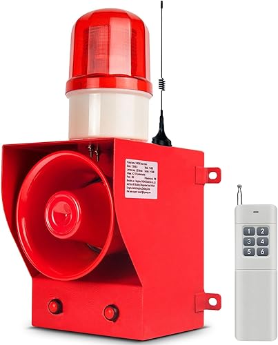 Miniatura 1 de 1,640.4 ft de control remoto inalámbrico sirena alarma al aire libre 130dB cuerno fuerte impermeable seguridad industrial sirena LED estroboscópica
