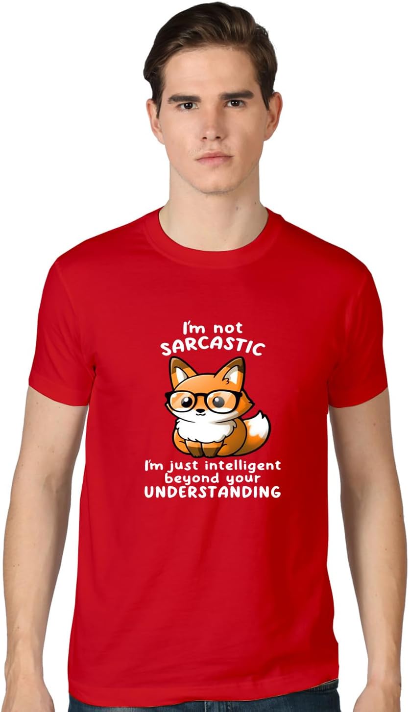 POP GENICGraphic Printed Im Not Sarcastic Funny Quotes Slogan 100% Cotton Regular Fit Unisex T-Shirt for Men & Women PG117