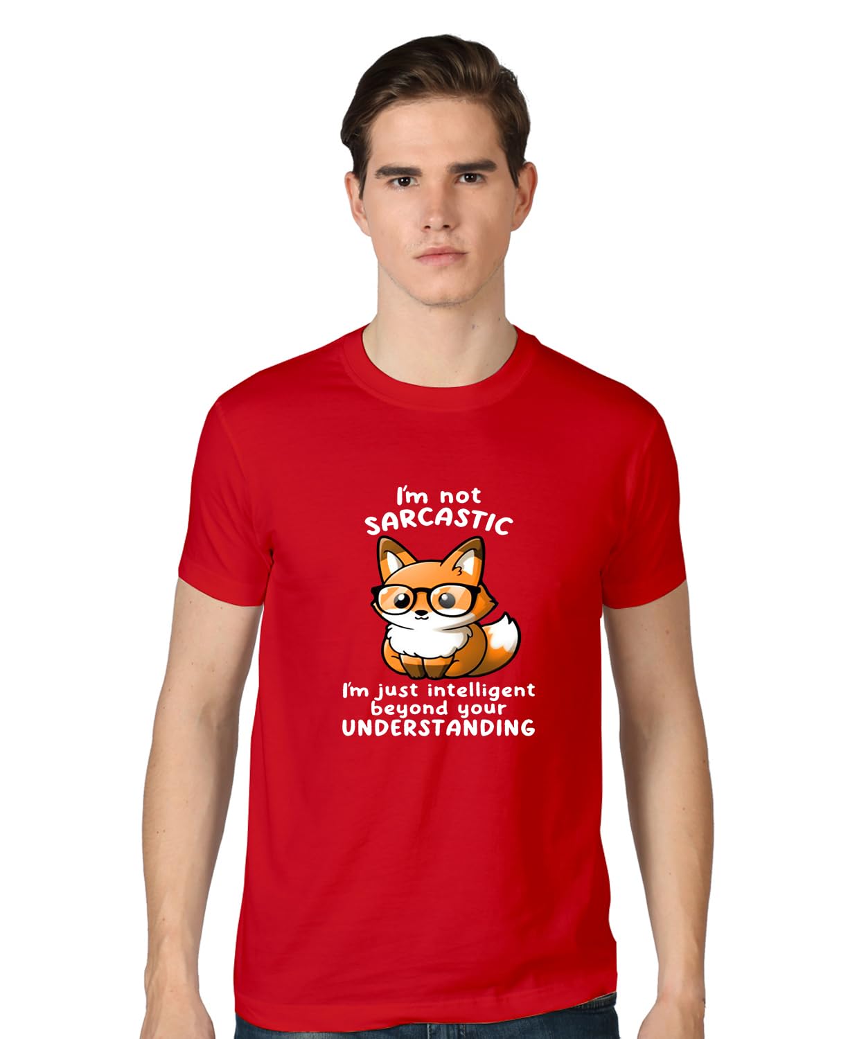 POP GENICGraphic Printed Im Not Sarcastic Funny Quotes Slogan 100% Cotton Regular Fit Unisex T-Shirt for Men & Women PG117