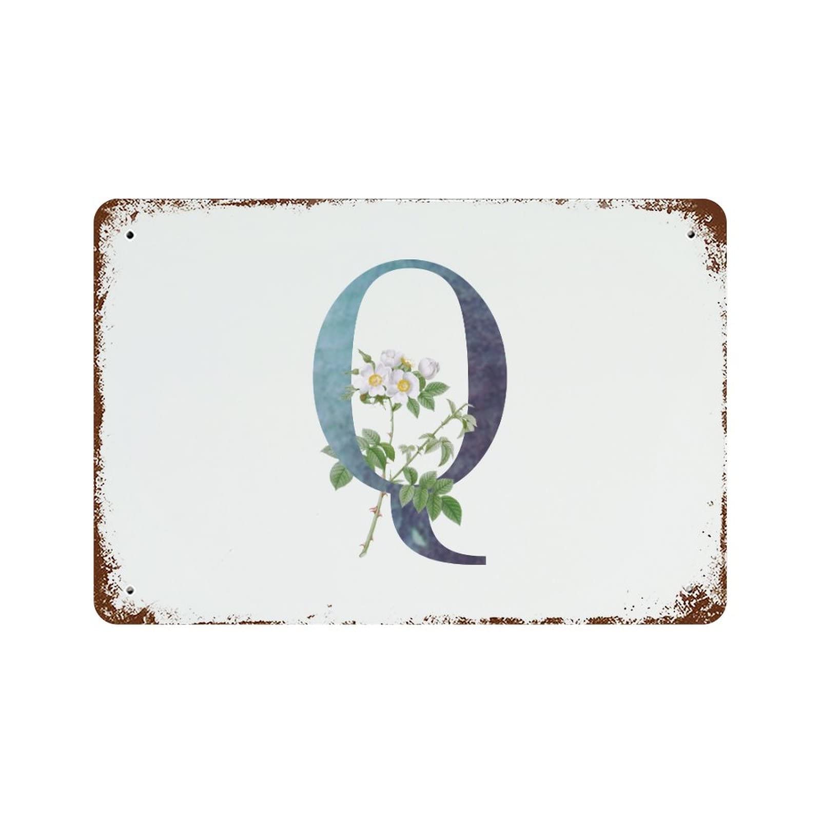 Lettre Q verte avec monogramme floral idée cadeau anniversaire mariage rétro