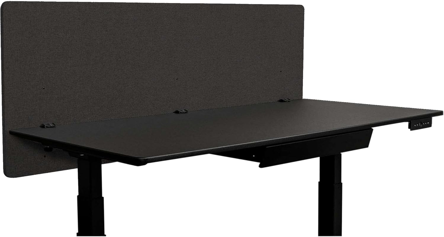 Stand Up Desk Store ReFocus Clamp-on Acoustic Desk Divider Privacy Panel That Reduces Noise and Visual Distractions (Ash Gray, 59" x 23.6")