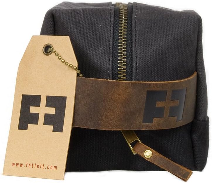 FAT FELT the DOPP KIT | Waxed Cotton Canvas shave and toiletries bag with leather handle