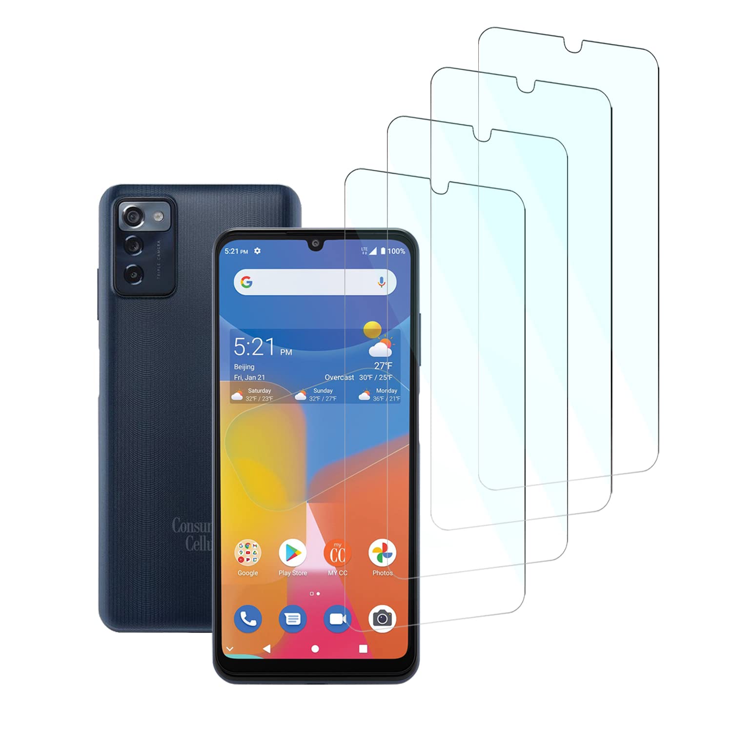 Covthch[ 4-Pack ] For Consumer Cellular ZMax 5G Glass Screen Protector Tempered, 2.5D 9H Hardness [High Definition Clear] Anti-fingerprint [Anti-Scratch] Shatter Resistant [Bubble Free] Case Friendly