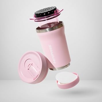 AeroPress Go Plus, Small Portable Coffee Maker Kit, Travel, Camping & Office, All-in-One French Press, Pour-Over & Espresso-Style Manual Brewer, 2 Min Brew for Less Bitterness, More Flavor, Pink