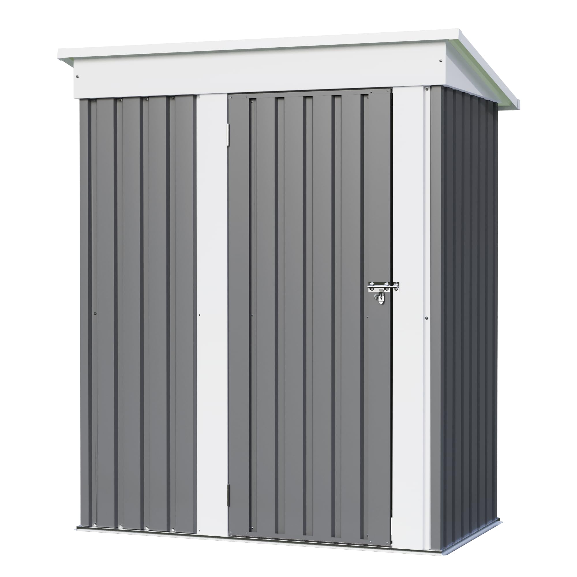 JUMMICO Metal Outdoor Storage Shed 5 x 3 FT Metal Shed with Lockable Door,Waterproof Garden Tool Shed Storage House for Backyard Patio Lawn,Grey