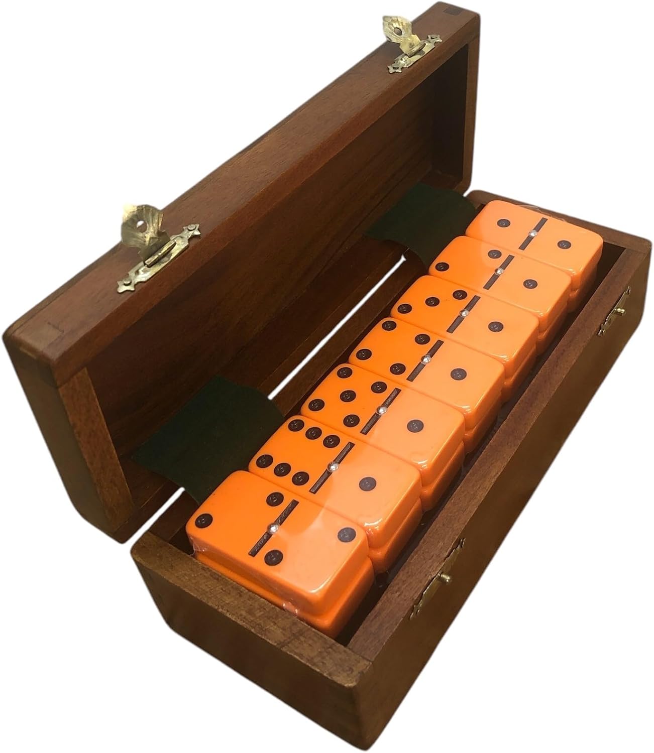 Marion Domino Double Six Black Jumbo Tournament Professional Size with Spinners in Dovetail Sheesham Wood Box.