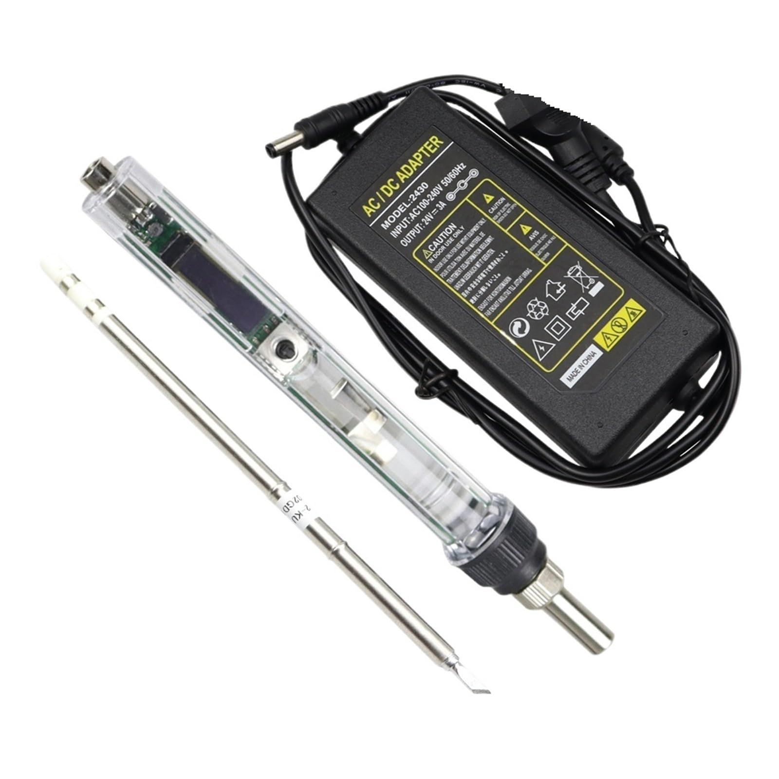 Zestaw lutownicy Zestaw Lutownicy Elektrycznej DC 12-24V 72W Regulowana Temperatura Mini Cyfrowa Stacja Lutownicza OLED Narzędzia(T12-KU Kit)