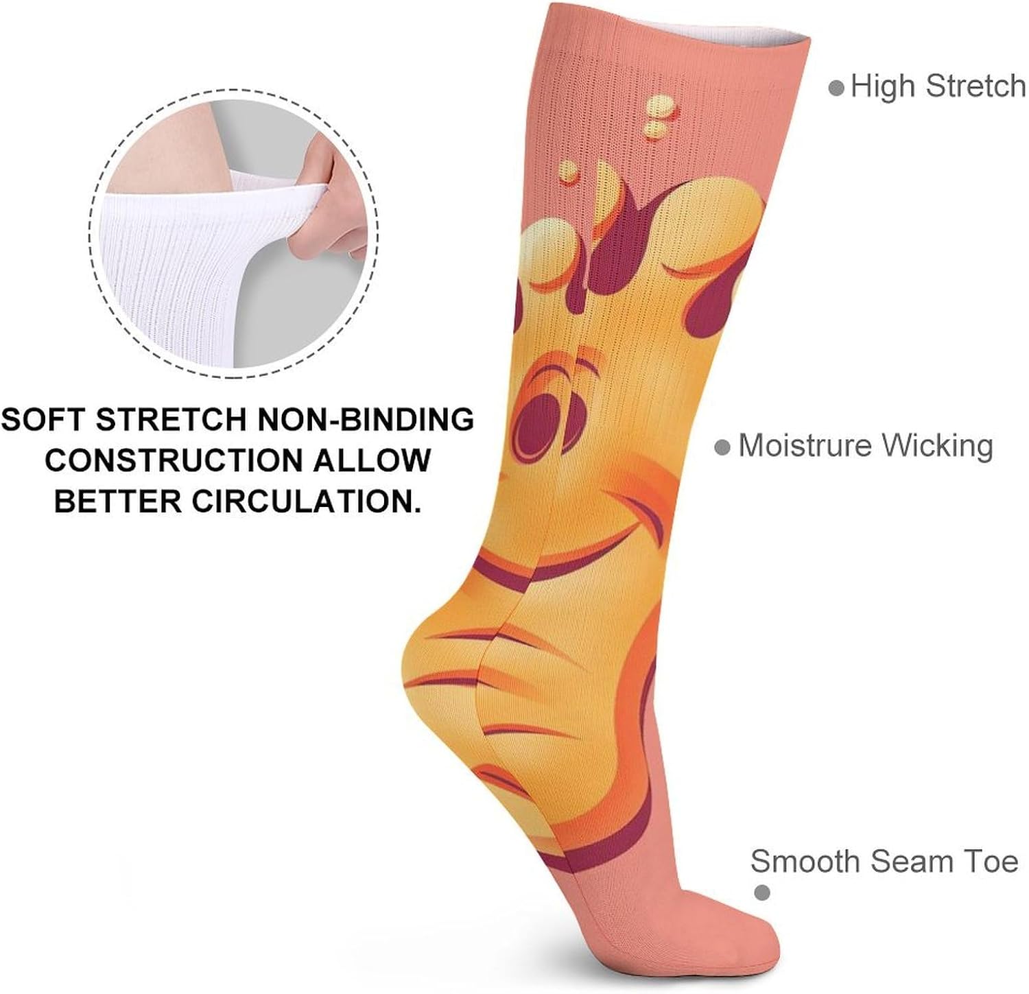 Breathable Crew Sock, Moisture Wicking, Athletic Calf Socks, Cozy | Happy Foot Compression Socks for Women Men, Lightweight High Work Socks for Business, Casual
