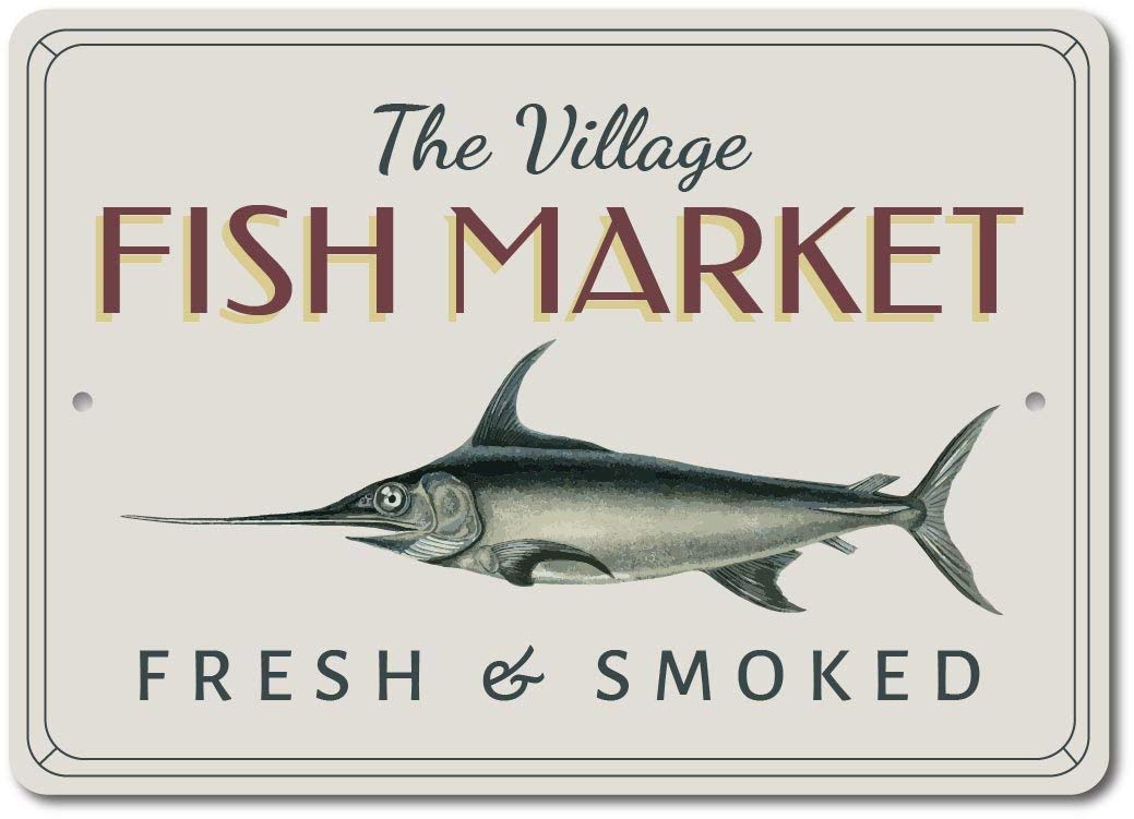 Inga Fish Market Sign Fish Market Decor Fish Funny Retro Metal Sign 8x12 inches