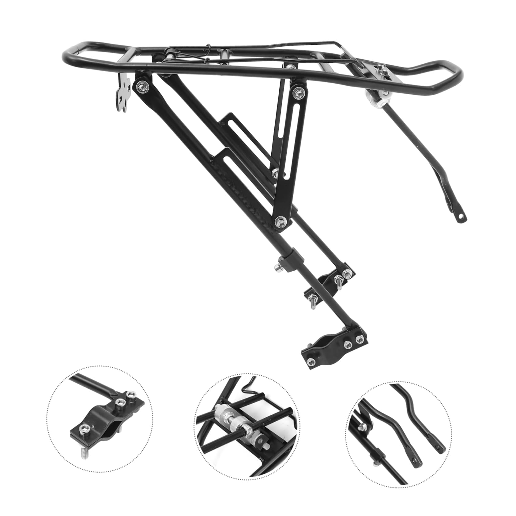 INOOMP Portapacchi Posteriore Bici in Lega di Alluminio Nero | Mountain Bike e Road Bike, Uso Cestini e Zaini, Struttura Heavy-duty Applicabile