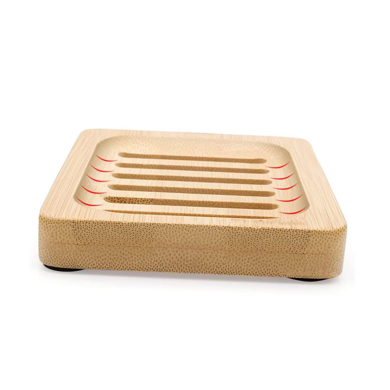 5 Piezas Jabonera de Bambú Natural con Drenaje para Jabón y Esponjas Soporte Organizador para Cocina y Baño Diseño Moderno y de Limpiar