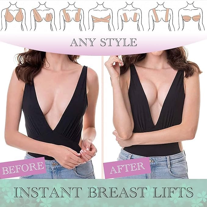 FLANCCI Boobytape for Breast Lift Includes Nipple Covers Boob Tape Breast Lift Tape Body Tape for Push up & Shape Works Great with Sticky Bra Backless Bra or Strapless Bra (2 inches - Beige)