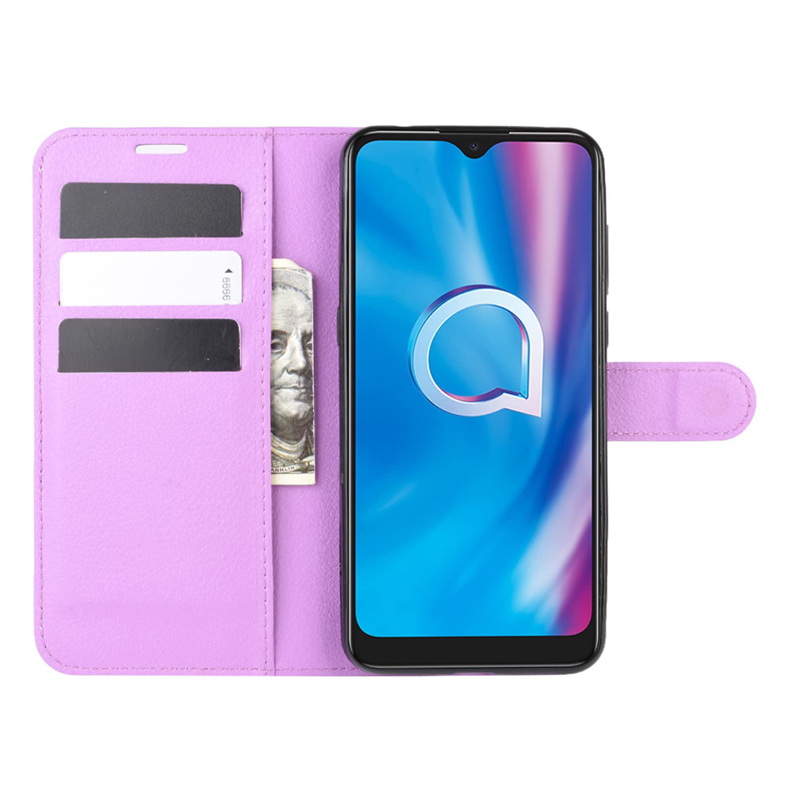 Custodia Libro In Pelle PU Per Alcatel 1S 2021 E 3L 2021 - Goffratura Farfalla 3D, Portafoglio Con Slot Per Carte E Supporto, Blu - 2