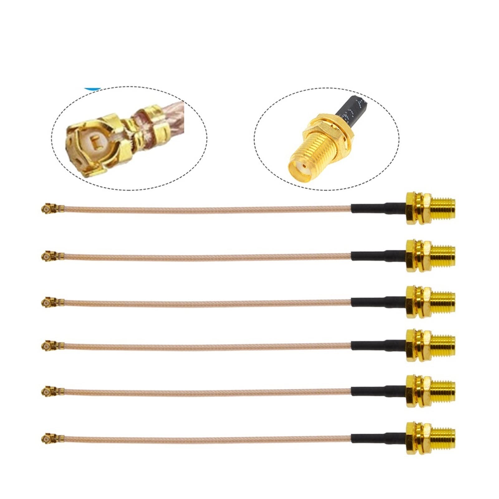Qingqing Store 10 pièces/lot SMA Femelle à UFL/u.FL/IPX/IPEX1 connecteur Femelle câble d'extension d'antenne en Queue de Cochon RG178 câble SMA IPEX (Color : SMA F to IPEX-1, Size : 15CM)