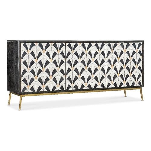 Melange Renee Wood Credenza in Black and White