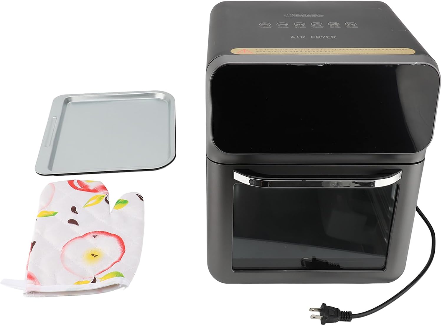 Food Fryer 15L Large Capacity Touchscreen Oilless Electric Fryer with Visible Window for French Fry Chicken Wing Black Gray