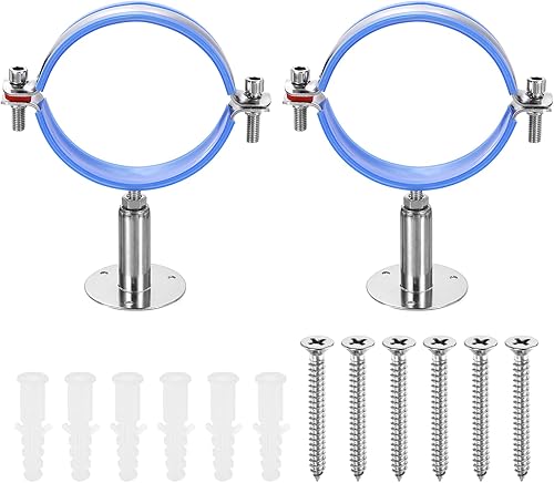 Miniatura 13 de HARFINGTON Juego de 2 soportes de montaje en pared para montaje en techo de acero inoxidable 304 Abrazadera de soporte de tubo ajustable