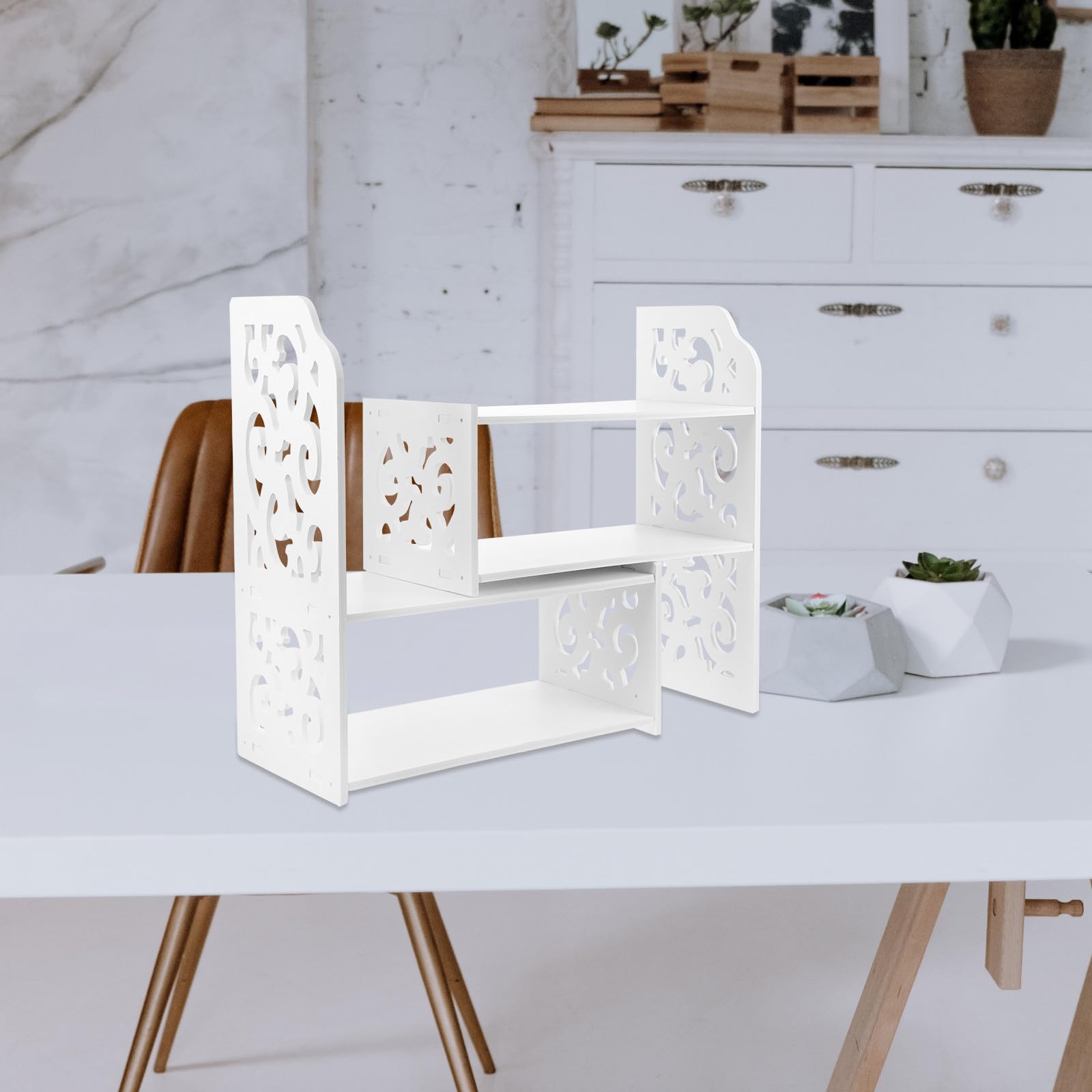 Schreibtisch Weiß Bücherregal mit Platzsparendem Design und Glatter Oberfläche für Studentenwohnheim und Büroorganisation