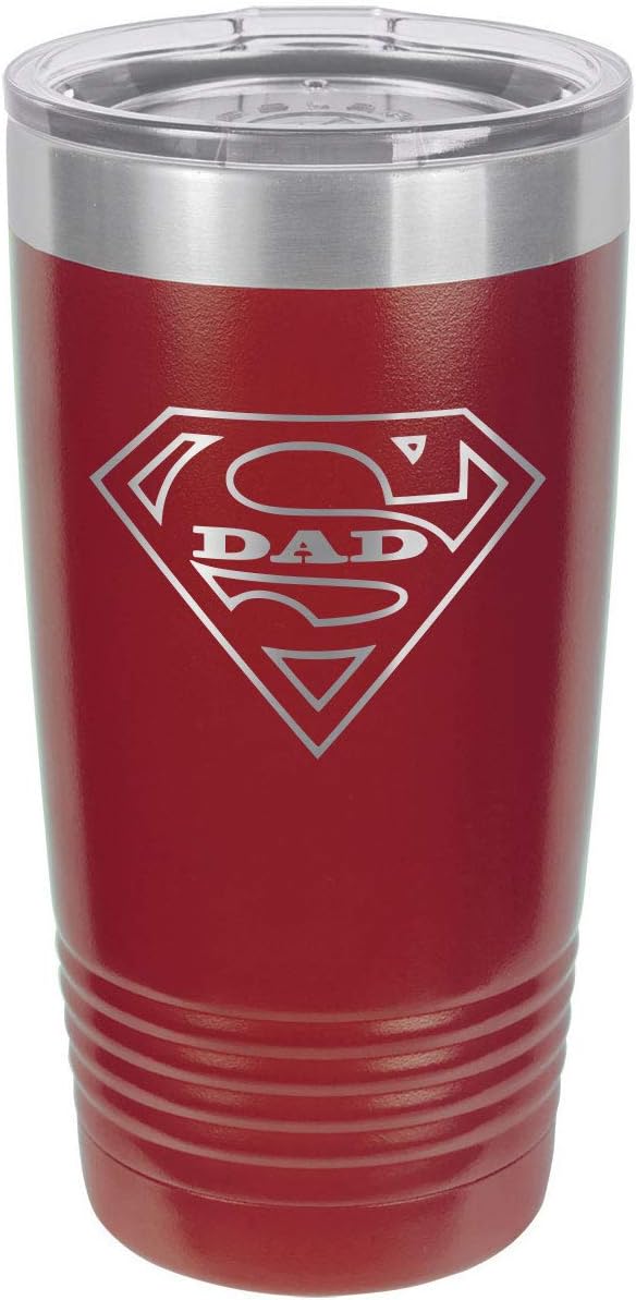 SUPER DAD-B BLUE 20 oz Drink Tumbler With Straw | Laser Engraved Travel Mug | Compare To Yeti Rambler | Gift Idea Dad For Father's Day & Birthday | OnlyGifts.com