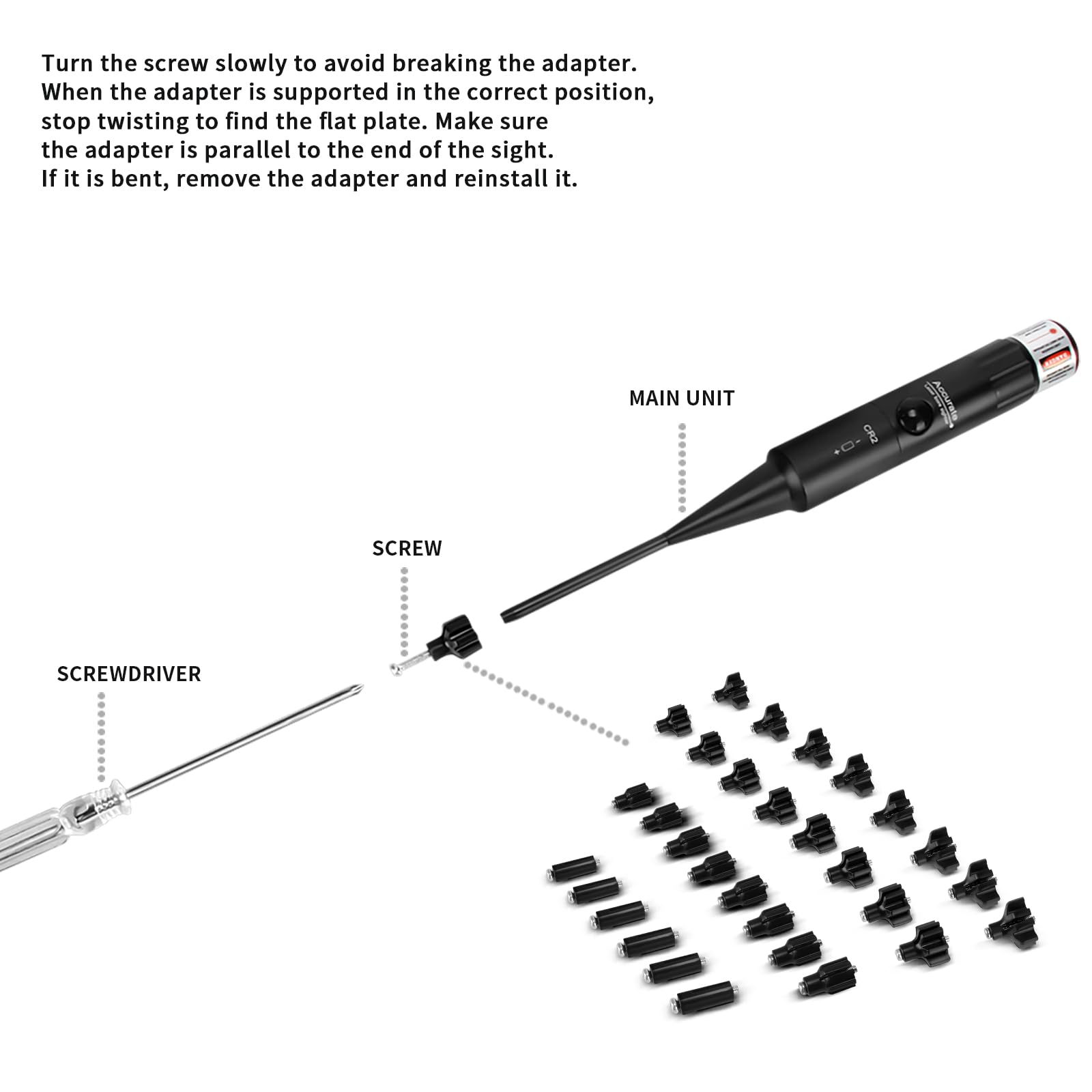 KinZon Kit de réglage de la visée Laser calibres 0.17 à 0.78 (12GA) Laser Bore Sight, viseur à alésage Rouge, 30 adaptateurs, avec Embout pour améliorer la stabilisation
