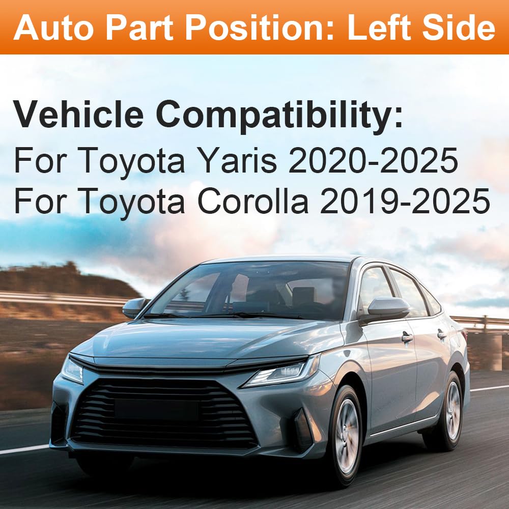 SENZEAL Vetro Specchio Retrovisore Riscaldabile Lato Conducente per Toyota Yaris 2020-2025 Corolla 2019-2025 (Sinistro)