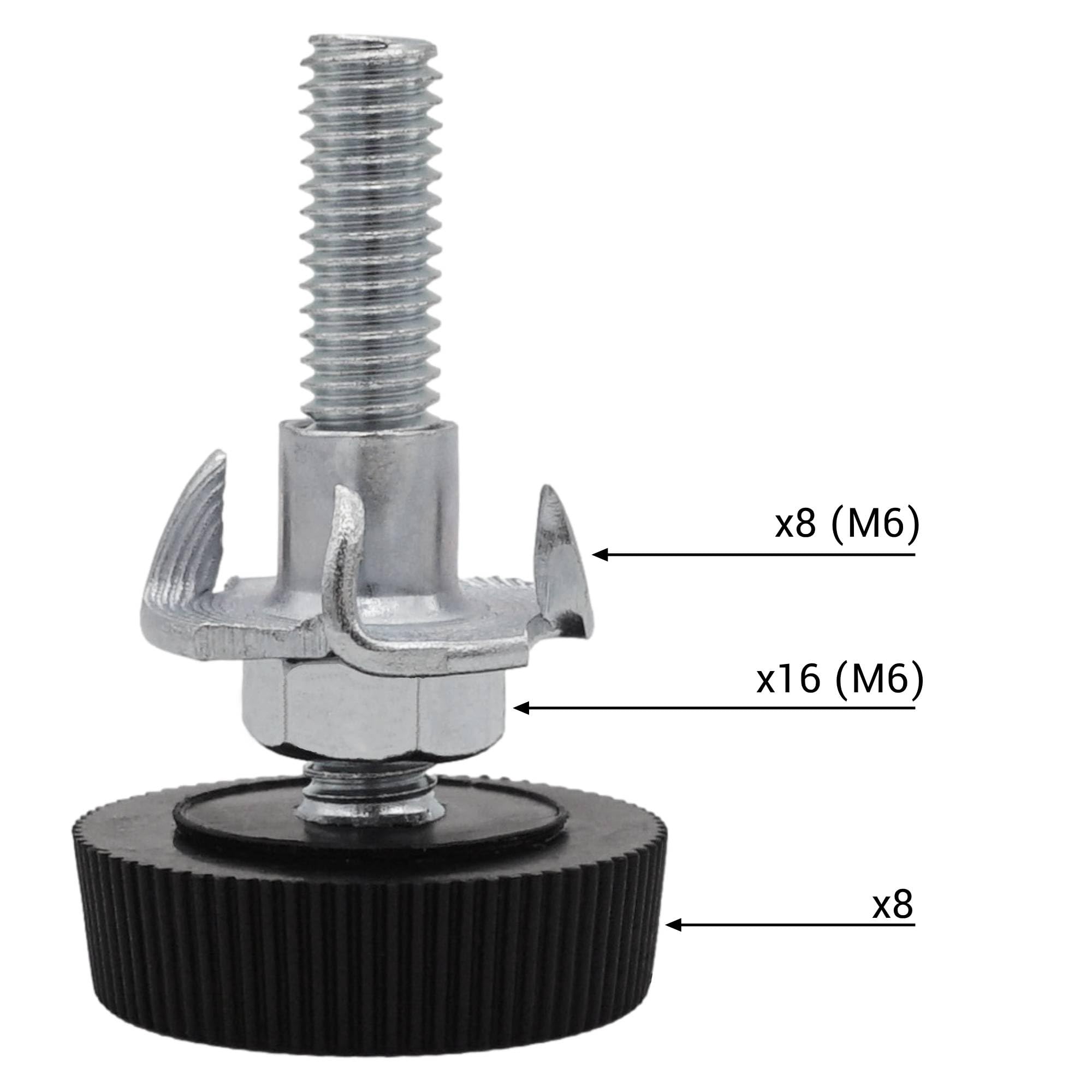 SKIR'CO 8 pcs, Furniture Leveling Feet M6 x 30 mm, Adjustable Round Legs 25 mm Diameter, M6 Thread Leveler Foot (Nuts Included) - Image 3