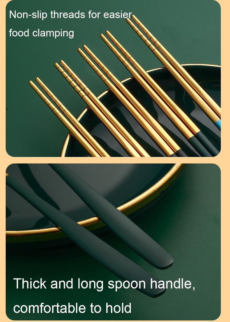 Set Posate In Acciaio Inox 4 Pezzi - Con Custodia E Borsa, Per Viaggi E Campeggio - Foto 5