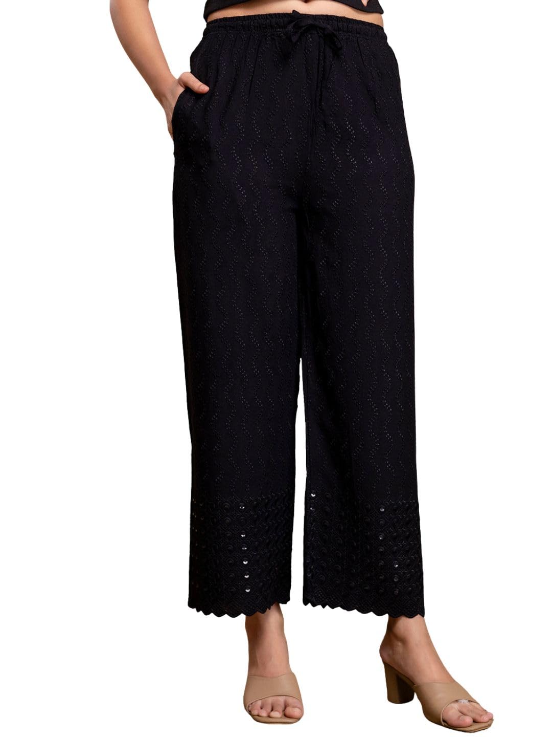 feranoid Graceful Rayon Embroidered Palazzos with Elegant Wide-Leg Fit-picture-25