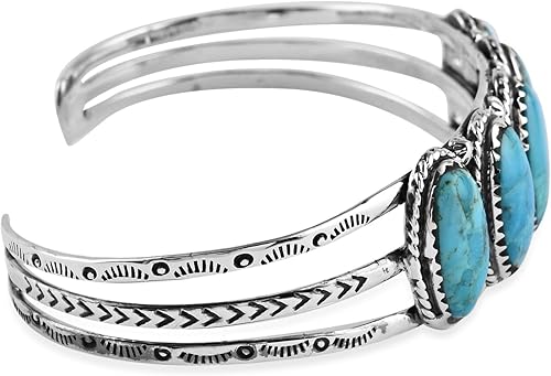 Miniatura 3 de Pulsera estilo Santa Fe de plata de ley 925 turquesa del suroeste para mujer, regalo de joyería para mujer, tamaño 7 pulgadas, quilates 5.41,
