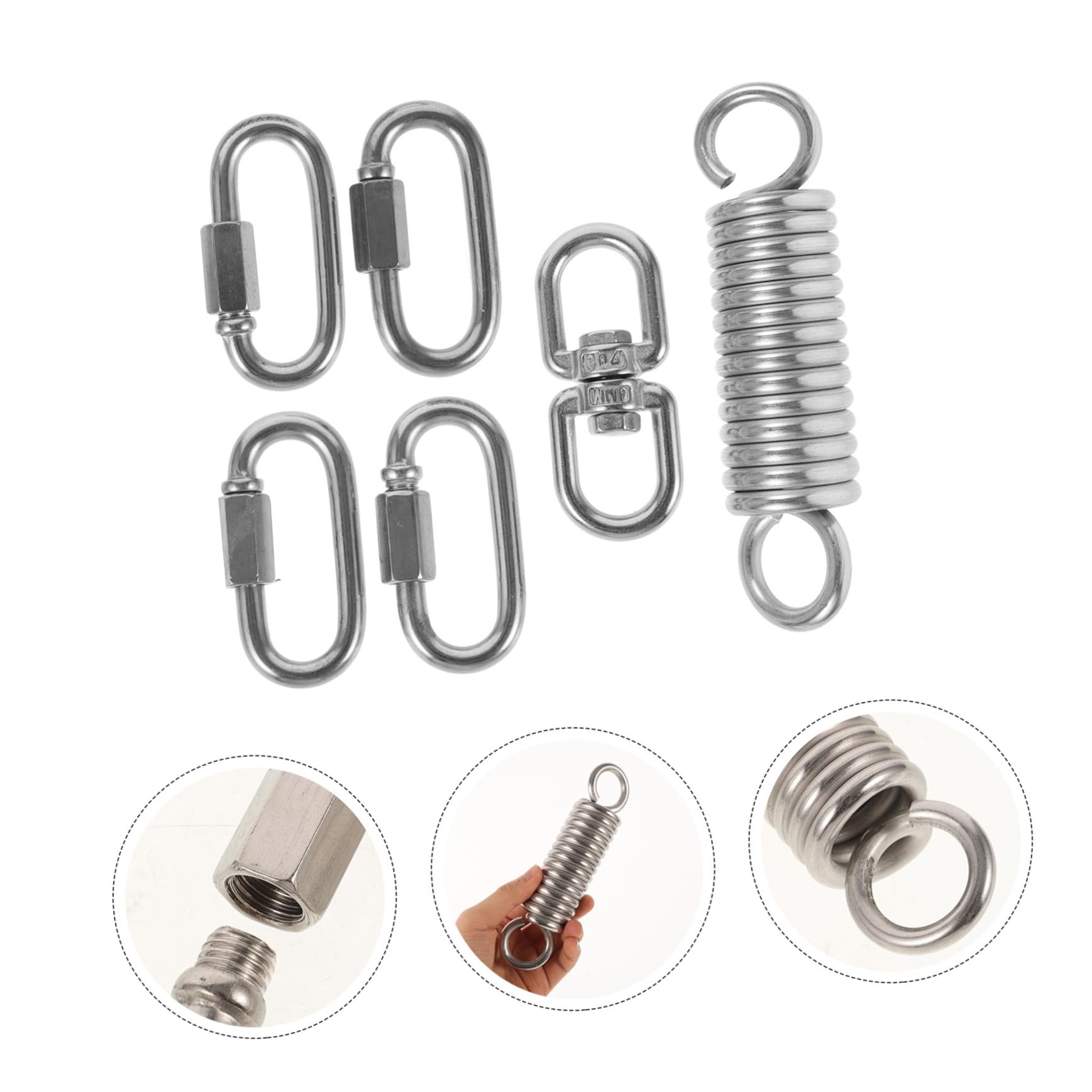 Kit de Resortes para Columpio de Porche Juego de Muelles Metálicos Resistentes para Hamacas y Sillas Colgantes Accesorio Pesado para Fijación Segura Exteriores