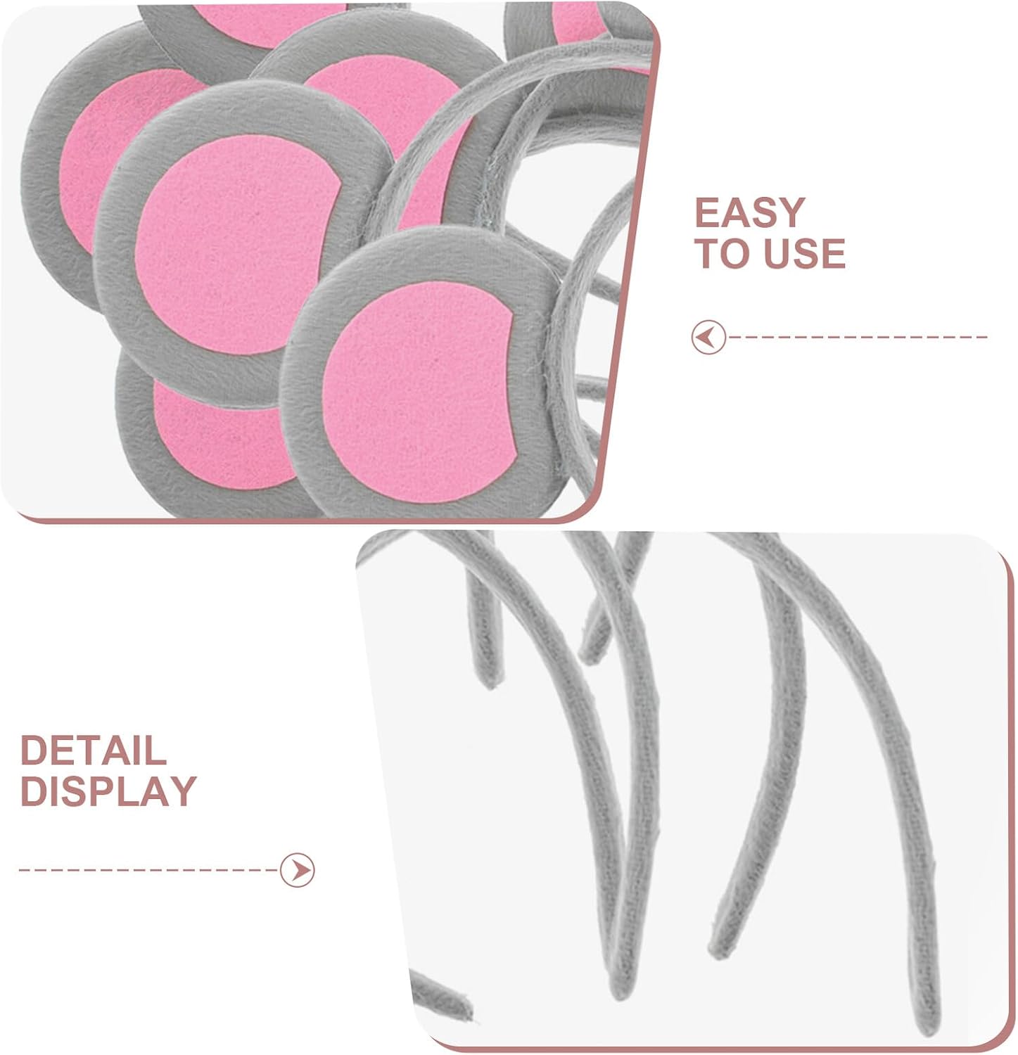 Beaupretty Mouse Ears Headband, 6pcs Mouse Costume Accessory Rat Ears Headband Kids Gray Cartoon Animal Headwear Cosplay Party Photo Props - Image 3