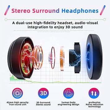 VR Headset, Virtual Reality Headset with Controller & Headphones for Kid Adult Play 3D Game Movie, Virtual Reality Headsets To Play Games/Movies (Black)