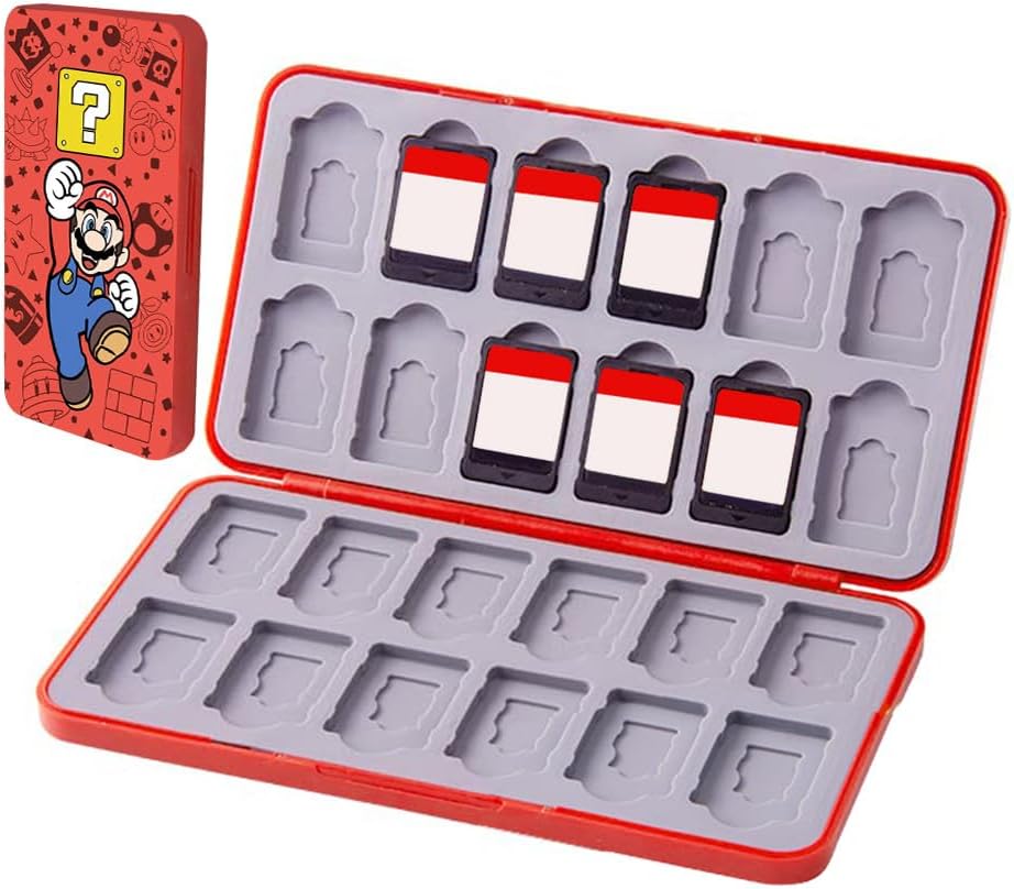 PERFECTSIGHT Cute Game Card Case for Nintendo Switch/Switch Lite/OLED, 24 Game Holder Cartridge Case for Game Cards and 24 SD Cards, Kawaii Portable Compact Storage Box