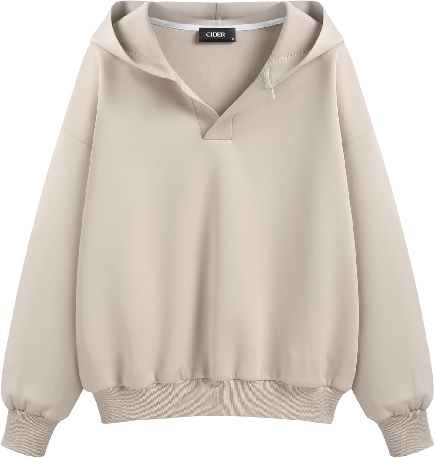 CIDER Jersey Hooded Solid Oversized Sweatshirt