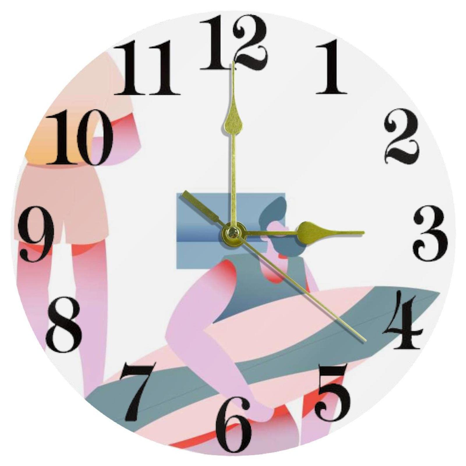 Horloge murale Surf décorative et silencieuse pour salon et bureau de 25 cm