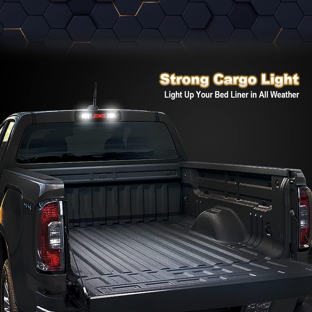 PIT66 3rd Brake Light, Compatible with 2015-2018 Colorado/Canyon X Type Led Bar High Mount Stop Light Rear Tail Cargo Lamps Tea Cover White Housing