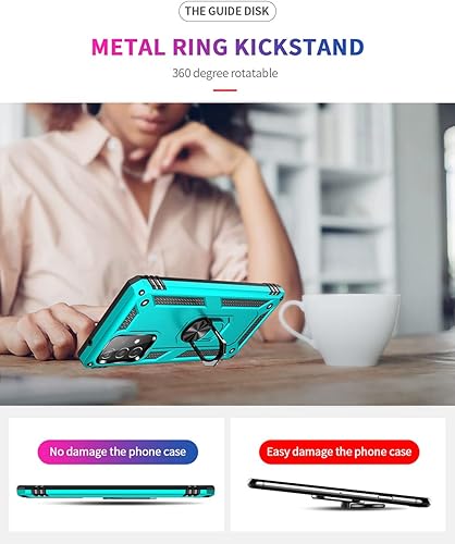 Miniatura 3 de Funda para Samsung A52, Galaxy A52 con protector de pantalla HD, soporte de anillo de grado militar, soporte de coche de 15 pies, probada a prueba