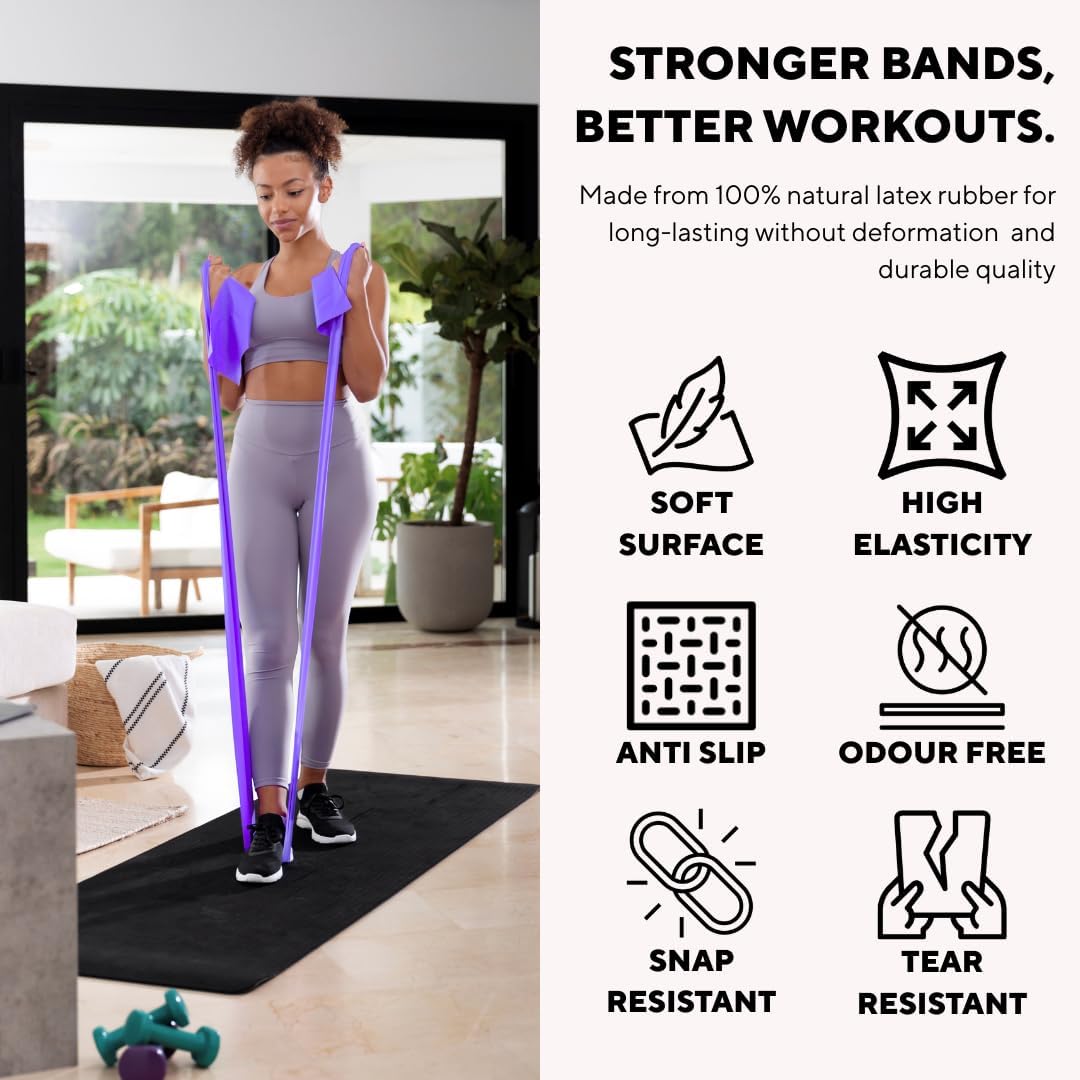 Resistance Bands, Multi-Color Set, Exercise Fitness Bands, 6 Pack