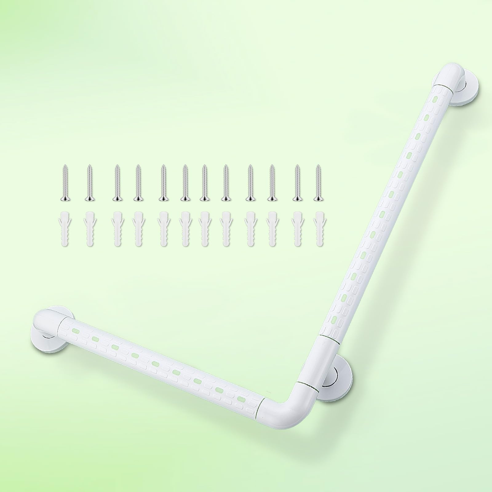 modunful Agarraderas Baño para Mayores, Barras de Apoyo para Baño para Minusvalido 70 x 50 cm, Asa de Seguridad Antideslizante con Anillo Fluorescente, Asidero Ducha de Acero Inoxidable y Nylon