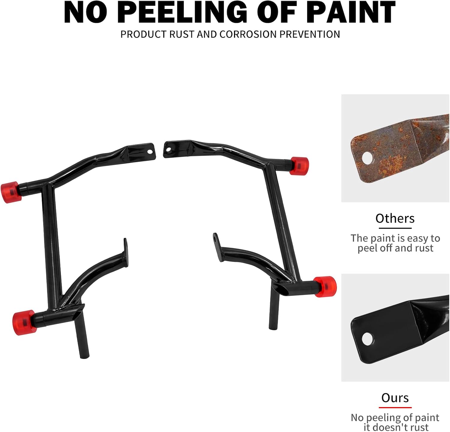 HDBUBALUS Saddlebag Guards Rear Saddlebag Support Bracket Kit Tip Over Protection Crash Bar Fit for Harley Touring Street Glide Road King Electra Glide CVO 2009-UP Black(W/ 4PCS Red Decor Wheel)