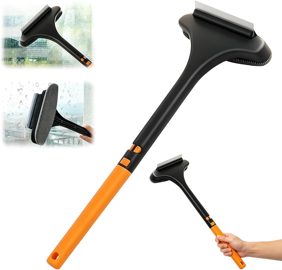 Window Screen Cleaning Brush,2-in-1 Multi-Purpose Cleaning Brush Efficient Cleaning,Window Screen Cleaner Tool with Squeegee,Mesh Cleaner Brush for Patio,Door,Porch Screens(Yellow Green)