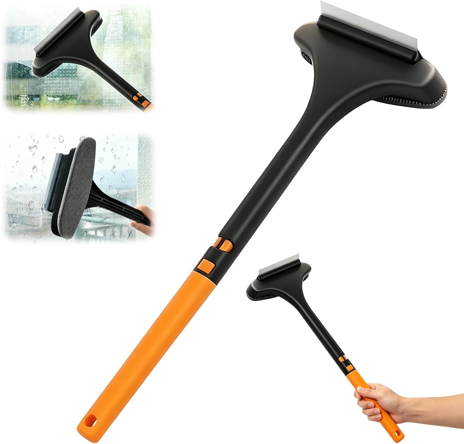 Window Screen Cleaning Brush,2-in-1 Multi-Purpose Cleaning Brush Efficient Cleaning,Window Screen Cleaner Tool with Squeegee,Mesh Cleaner Brush for Patio,Door,Porch Screens(Yellow Green)