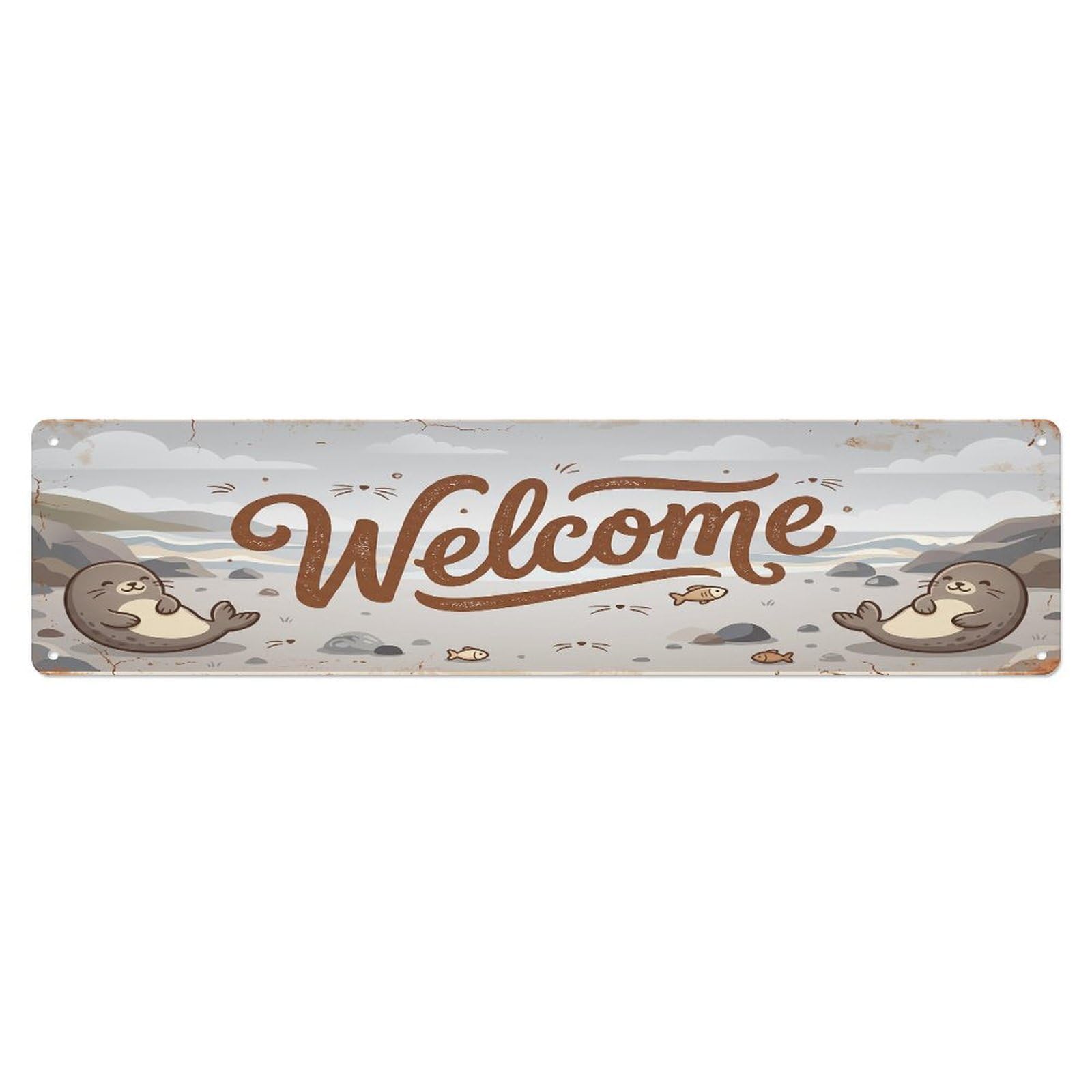 Vintage Welcome Seal Playful Metal Tin Sign
