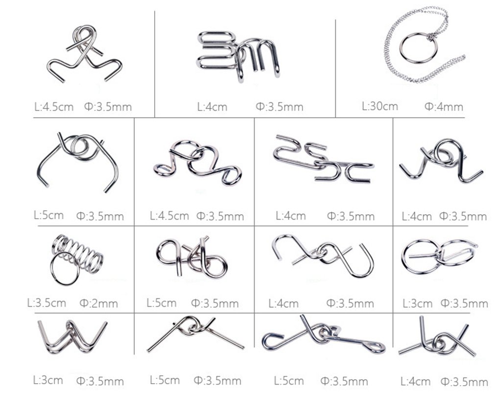 30 Piezas Juguetes Mágicos de Alambre de Metal Set - 3D Rompecabezas Brain Teaser Puzzle - IQ Inteligencia Juguete Educativo - Juego Niños y Adolescentes