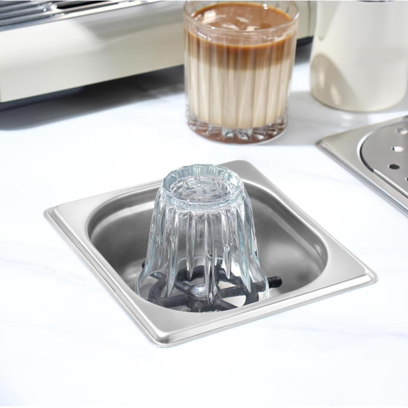Fockety Rince-pichets, lave-verres automatique, nettoyeur de tasses à café, lait et thé haute pression en acier inoxydable avec 2 tuyaux, rince-verres pour évier de cuisine, bar (SILVER)