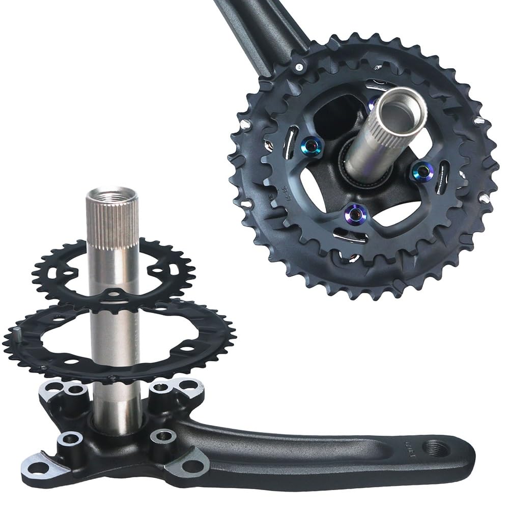 Hollow zintegrowany zestaw korbowy do roweru górskiego rower ze stopu aluminium zestaw korb 64/104BCD 26-36T 28-38T podwójny mechanizm korbowy 170 mm MTB korba