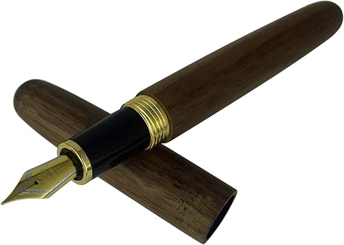 Vista 11 de Jinhao 9036 - Pluma estilográfica vintage de madera, bolígrafos naturales antiguos de roble, punta fina con convertidor de tinta recargable, juego