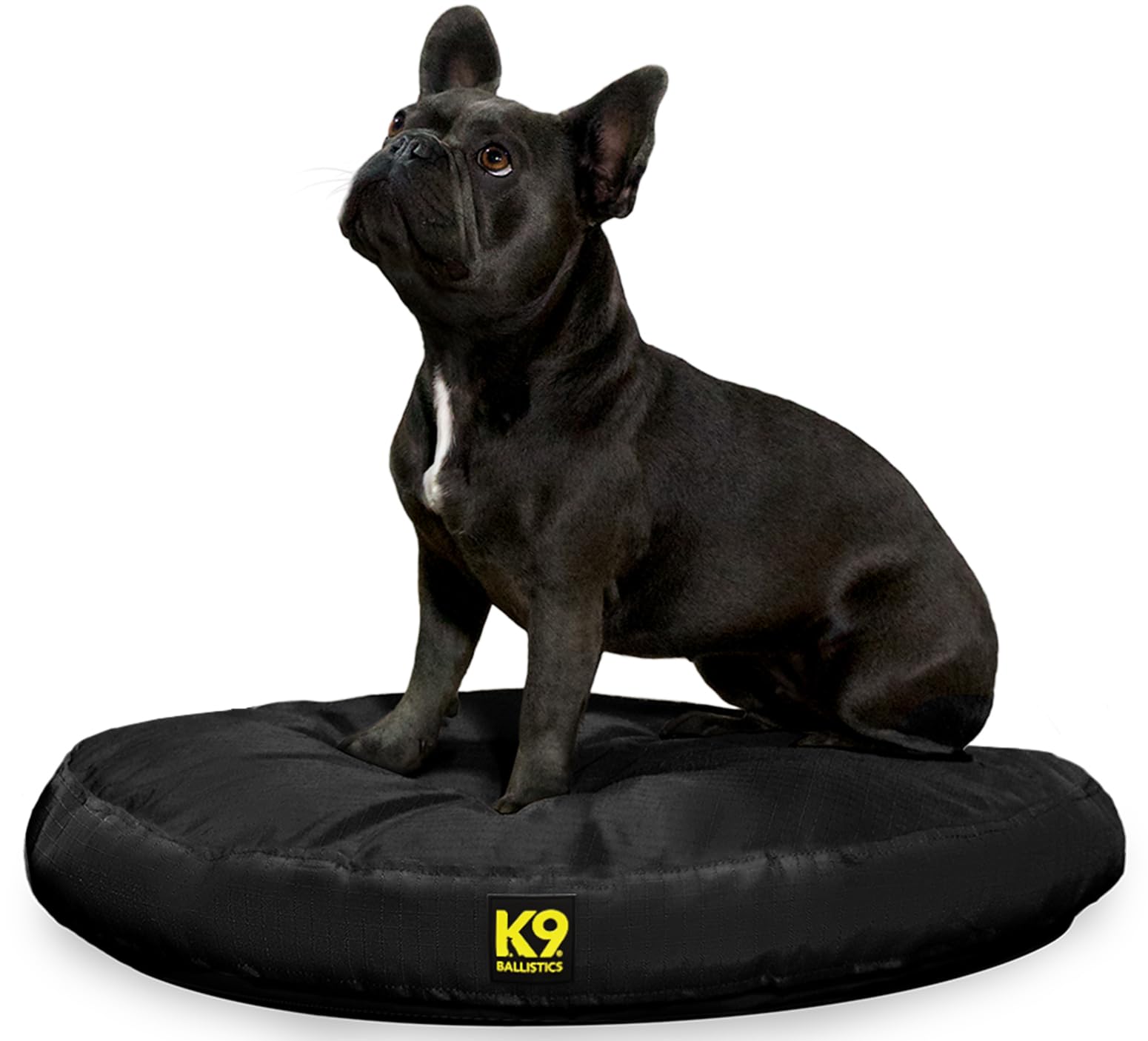 K9 Ballistics Tough Round Nesting Pillow Dog Bed - Removable Cover, Washable, Durable & Water Resistant Indoor/Outdoor Bed - Small, Obsidian Black